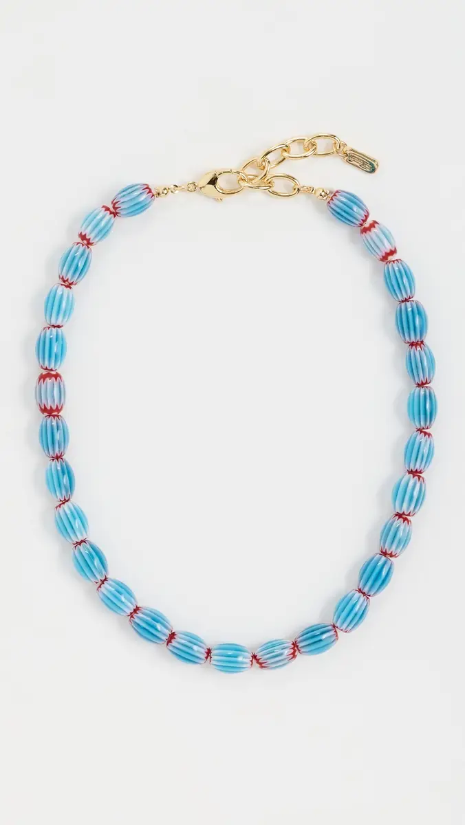 Logan Tay Blue Cheveron Beaded Necklace | Thumbnail 2