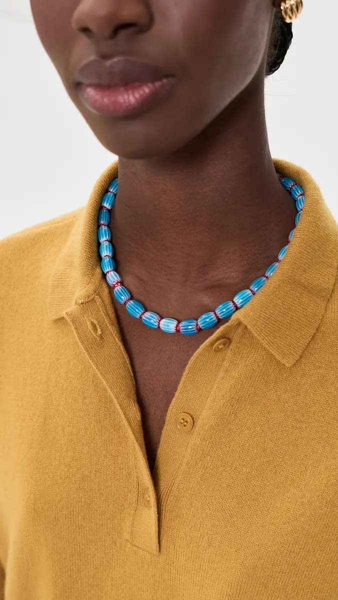 Logan Tay Blue Cheveron Beaded Necklace | Thumbnail 3