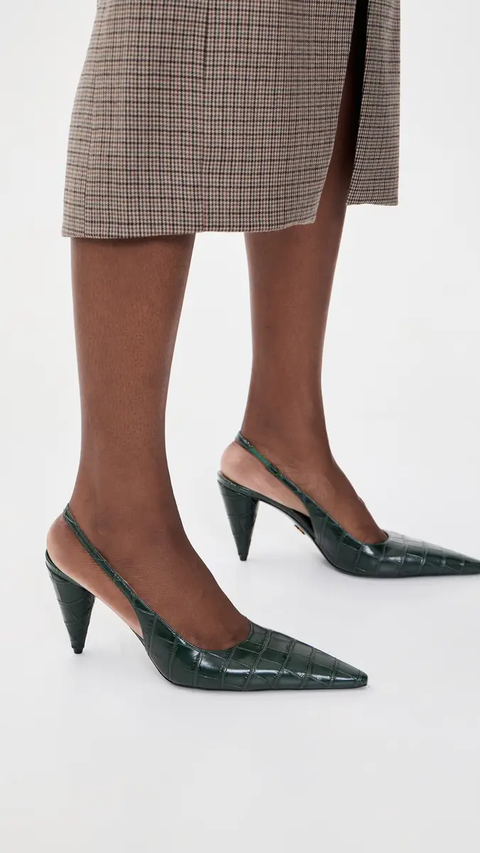 Stella McCartney Croc-Embossed Faux Leather Cone-Heel Slingback Pumps | Thumbnail 3 Stella McCartney Croc-Embossed Faux Leather Cone-Heel Slingback Pumps | Thumbnail 3