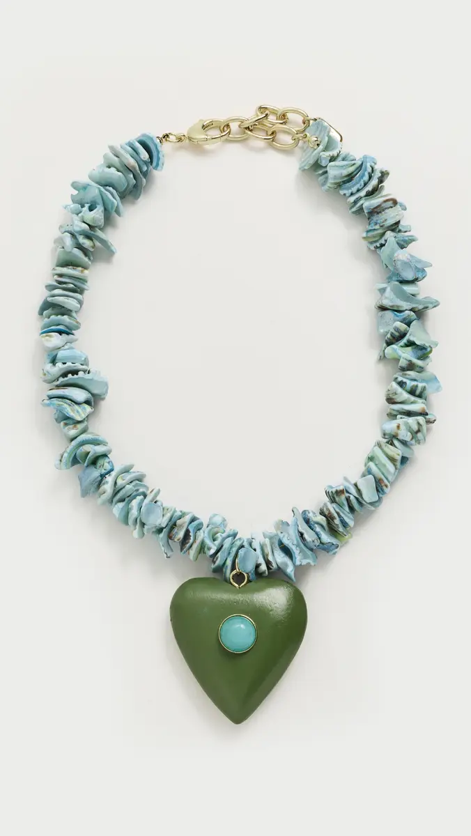Logan Tay Blue Beaded Green Heart Necklace | Thumbnail 4 Logan Tay Blue Beaded Green Heart Necklace | Thumbnail 4