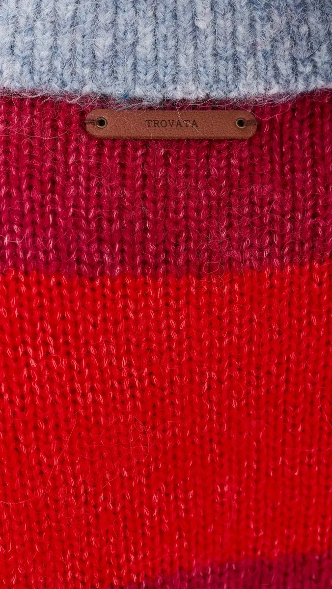 Birds of Paradis Red Stripe Parker Polo Sweater | Thumbnail 6 Birds of Paradis Red Stripe Parker Polo Sweater | Thumbnail 6