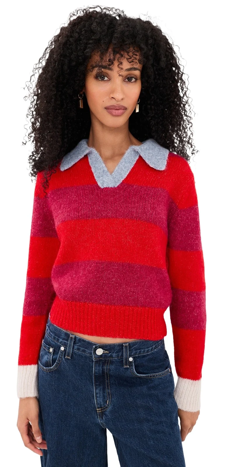 Birds of Paradis Red Stripe Parker Polo Sweater
