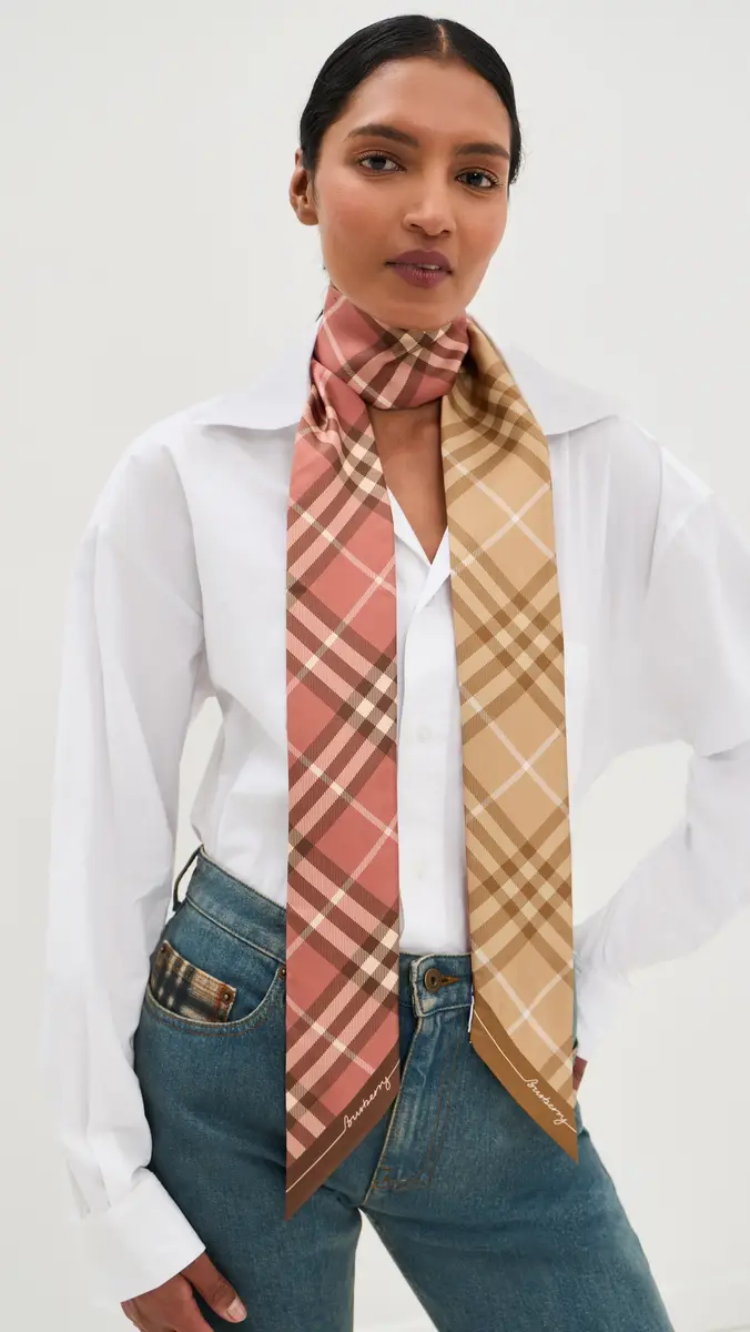 Burberry Skinny Check Silk Scarf | Thumbnail 4 Burberry Skinny Check Silk Scarf | Thumbnail 4