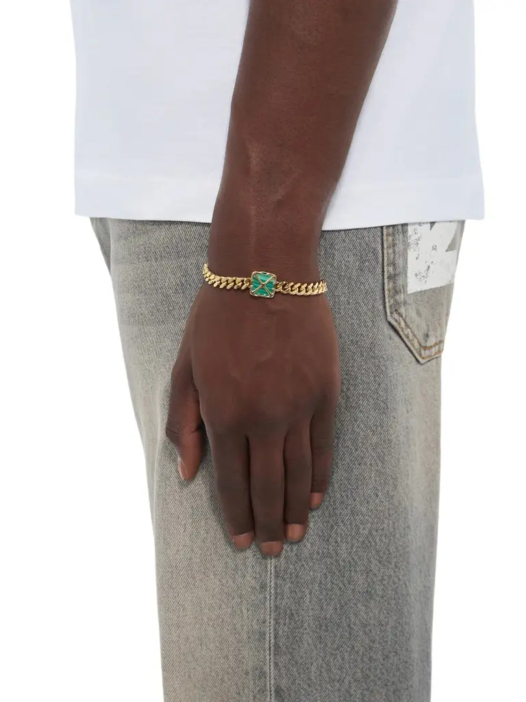 Off-White Arrow Malachite Curb Chain Bracelet
