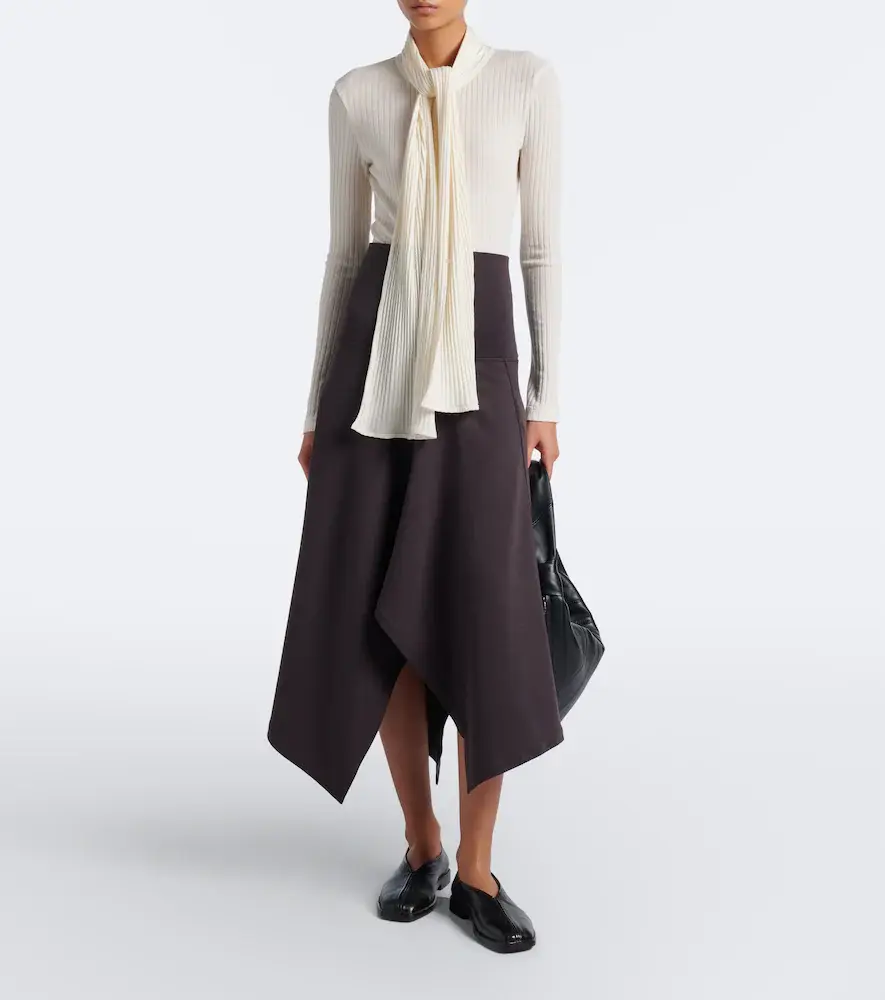 Lemaire Asymmetric wool-blend midi skirt | Thumbnail 2
