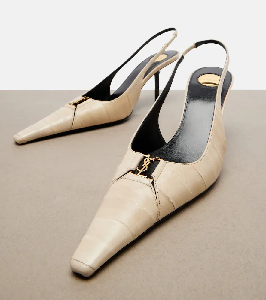 Saint Laurent Babylone eel leather slingback pumps | Thumbnail 4