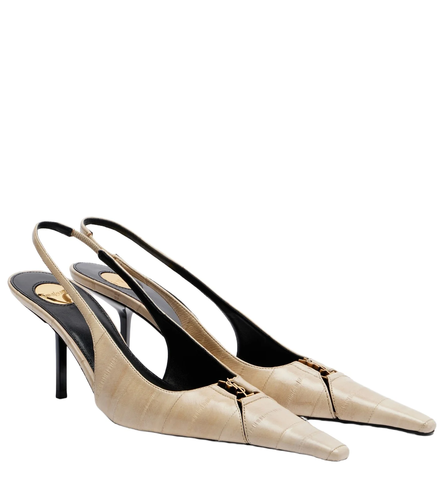 Saint Laurent Babylone eel leather slingback pumps