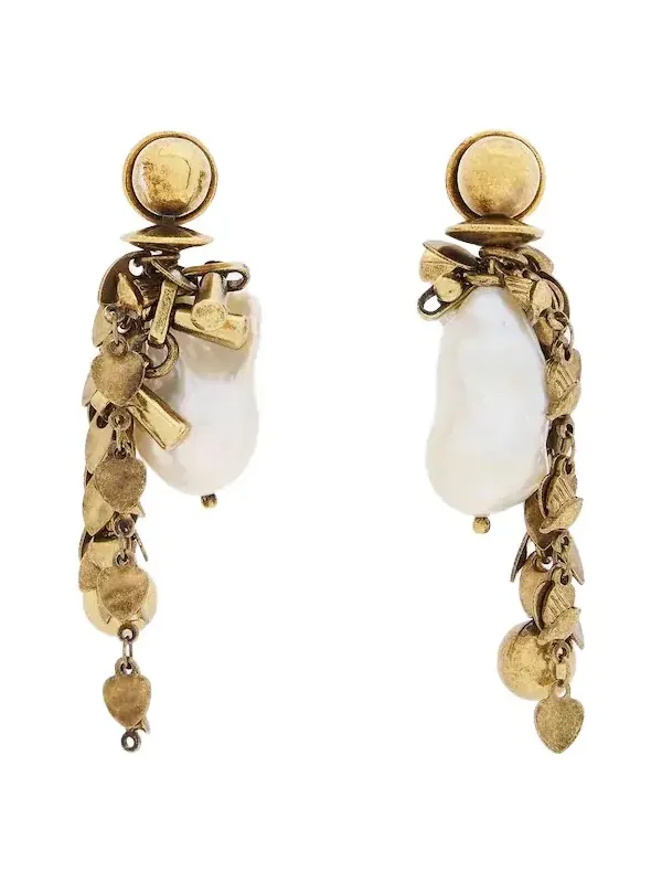 Dries Van Noten Embellished pearl drop earrings
