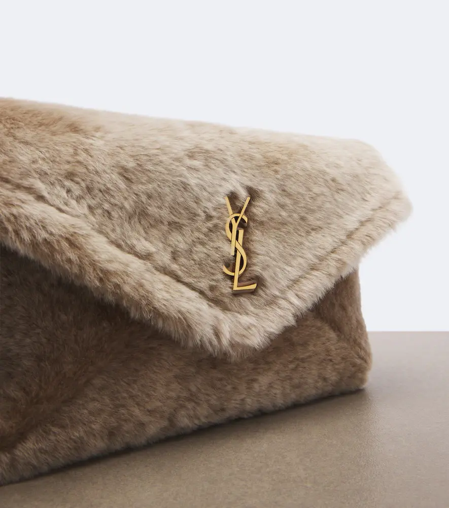 Saint Laurent Cassandre Large shearling clutch | Thumbnail 2 Saint Laurent Cassandre Large shearling clutch | Thumbnail 2
