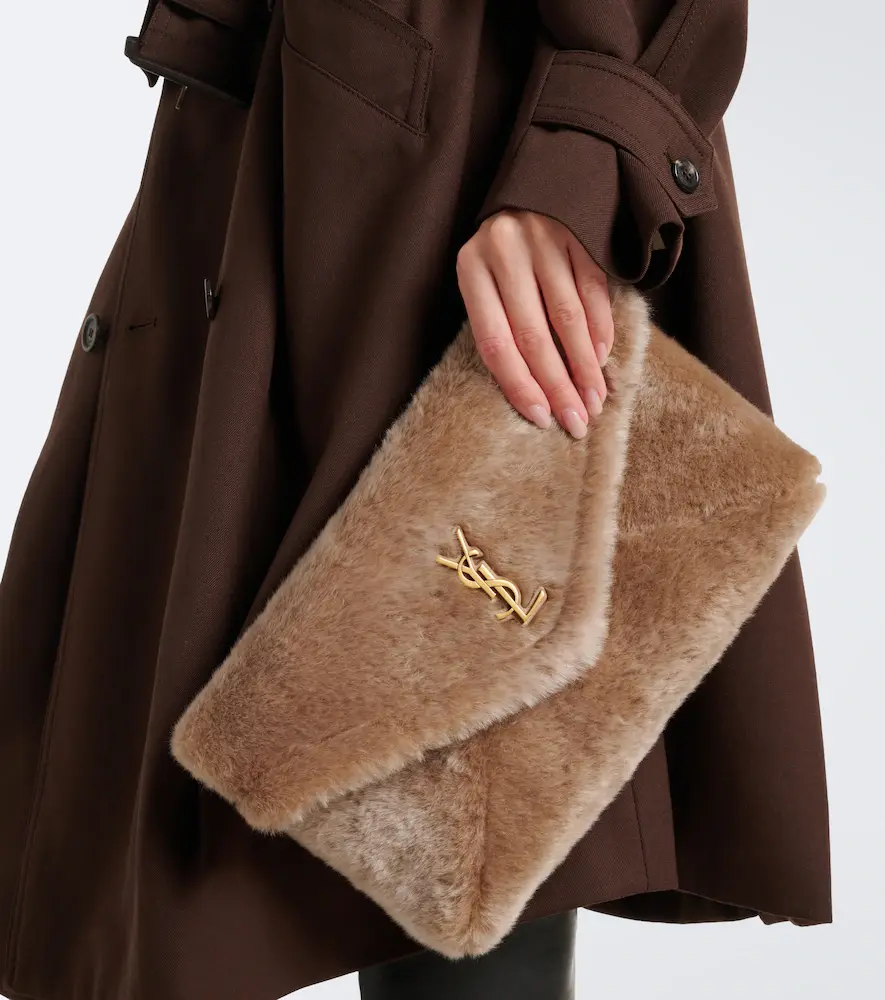 Saint Laurent Cassandre Large shearling clutch | Thumbnail 7 Saint Laurent Cassandre Large shearling clutch | Thumbnail 7