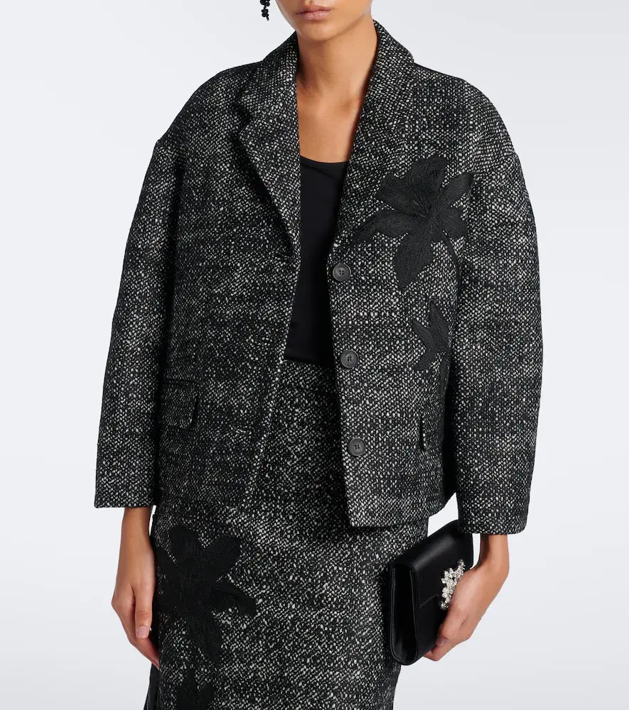Erdem Cropped embroidered wool-blend jacket | Thumbnail 3 Erdem Cropped embroidered wool-blend jacket | Thumbnail 3