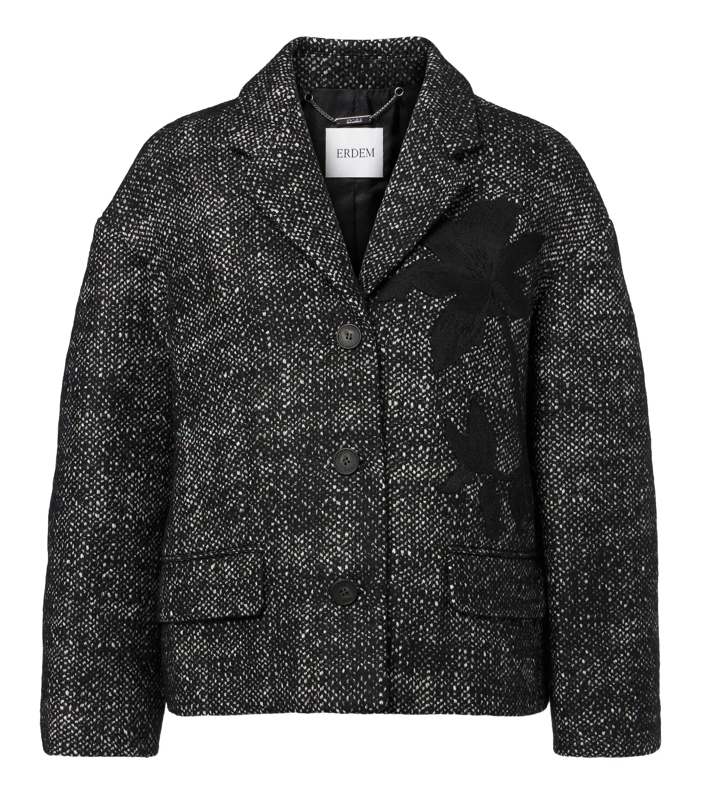Erdem Cropped embroidered wool-blend jacket