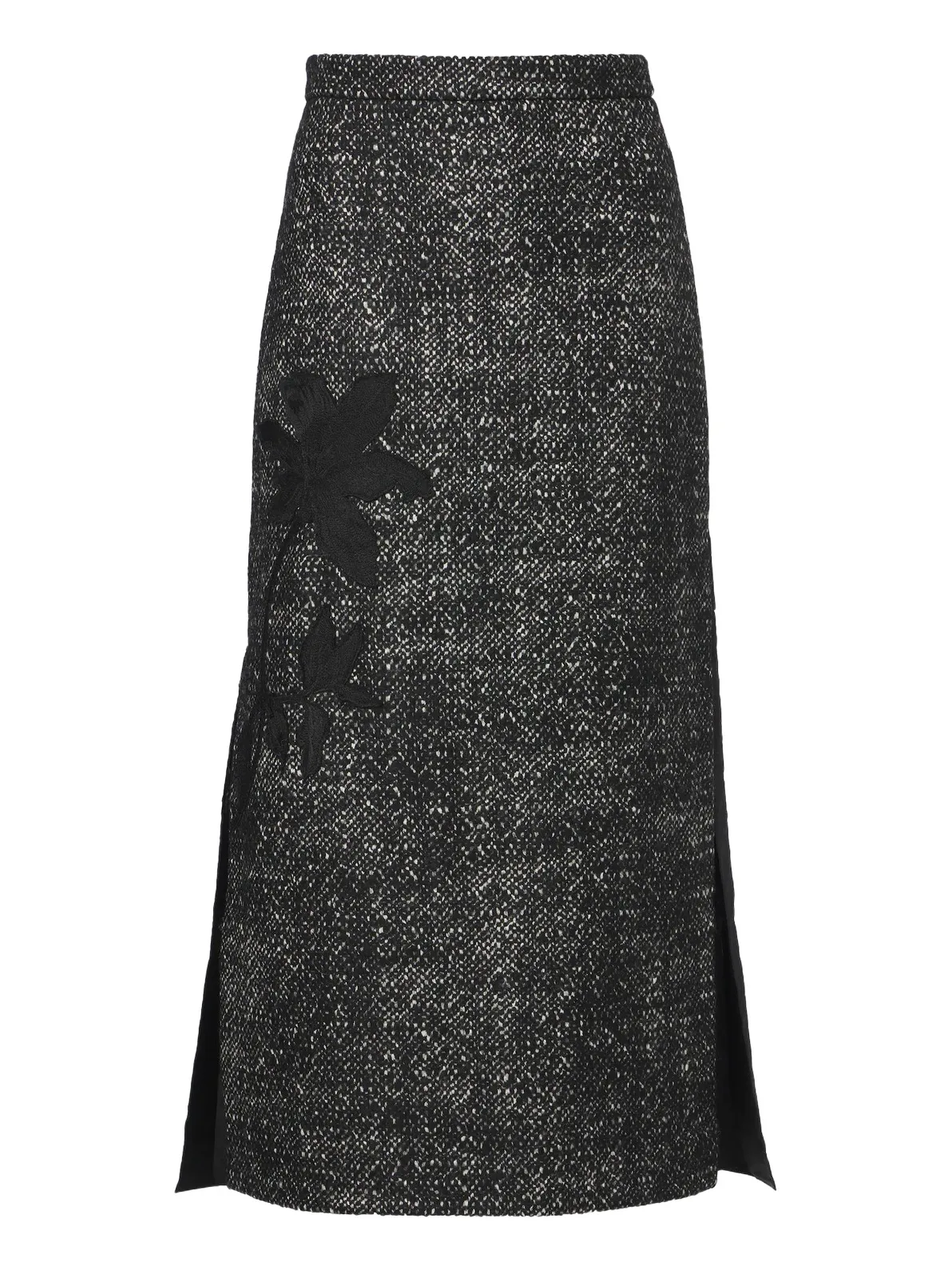 Erdem Embroidered wool-blend midi skirt