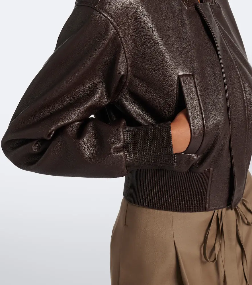 Ralph Lauren Collection Noland cropped leather bomber jacket | Thumbnail 2 Ralph Lauren Collection Noland cropped leather bomber jacket | Thumbnail 2