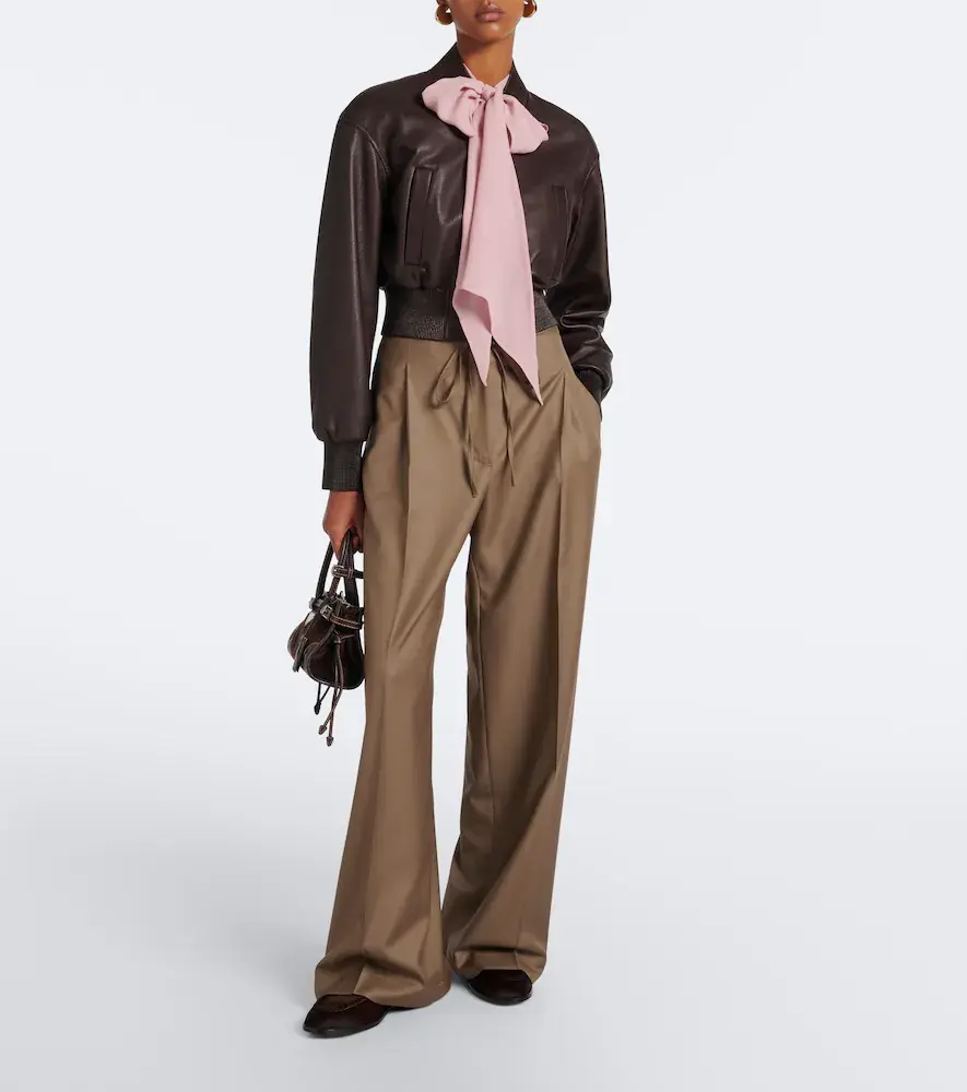Ralph Lauren Collection Noland cropped leather bomber jacket | Thumbnail 3 Ralph Lauren Collection Noland cropped leather bomber jacket | Thumbnail 3