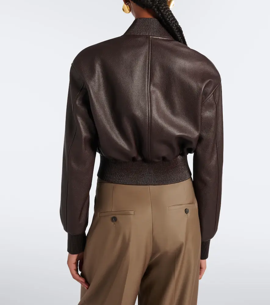 Ralph Lauren Collection Noland cropped leather bomber jacket | Thumbnail 5 Ralph Lauren Collection Noland cropped leather bomber jacket | Thumbnail 5
