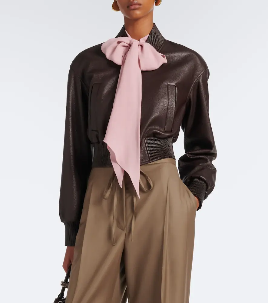 Ralph Lauren Collection Noland cropped leather bomber jacket | Thumbnail 6 Ralph Lauren Collection Noland cropped leather bomber jacket | Thumbnail 6