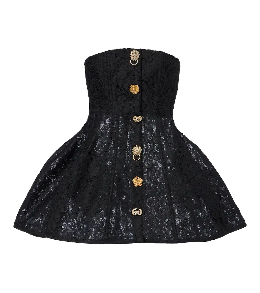 BLUMARINE Embellished lace bustier dress
