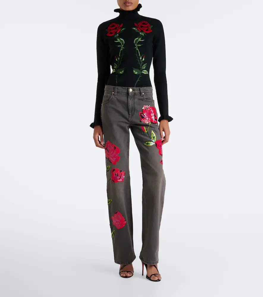 BLUMARINE Sequined wide-leg jeans | Thumbnail 3