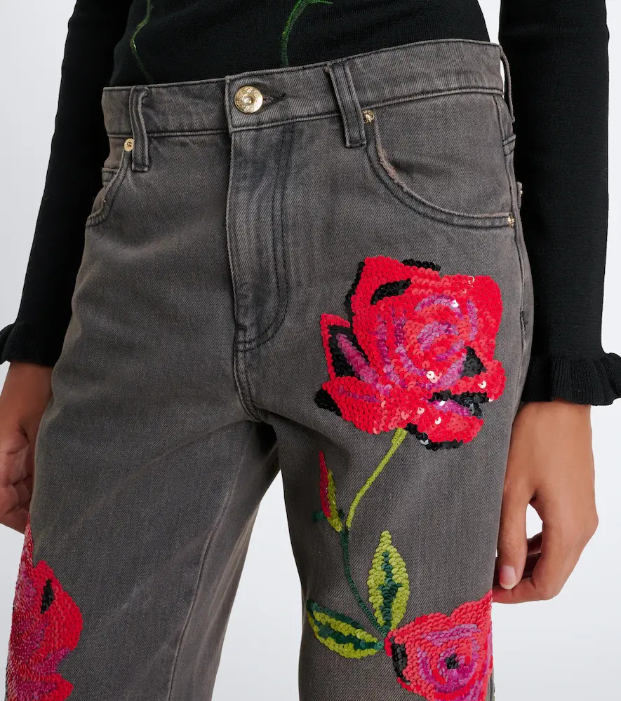 BLUMARINE Sequined wide-leg jeans | Thumbnail 5