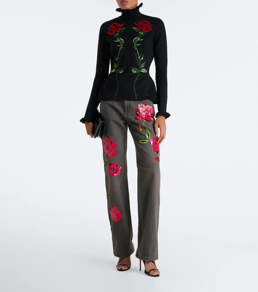 BLUMARINE Sequined wide-leg jeans | Thumbnail 7