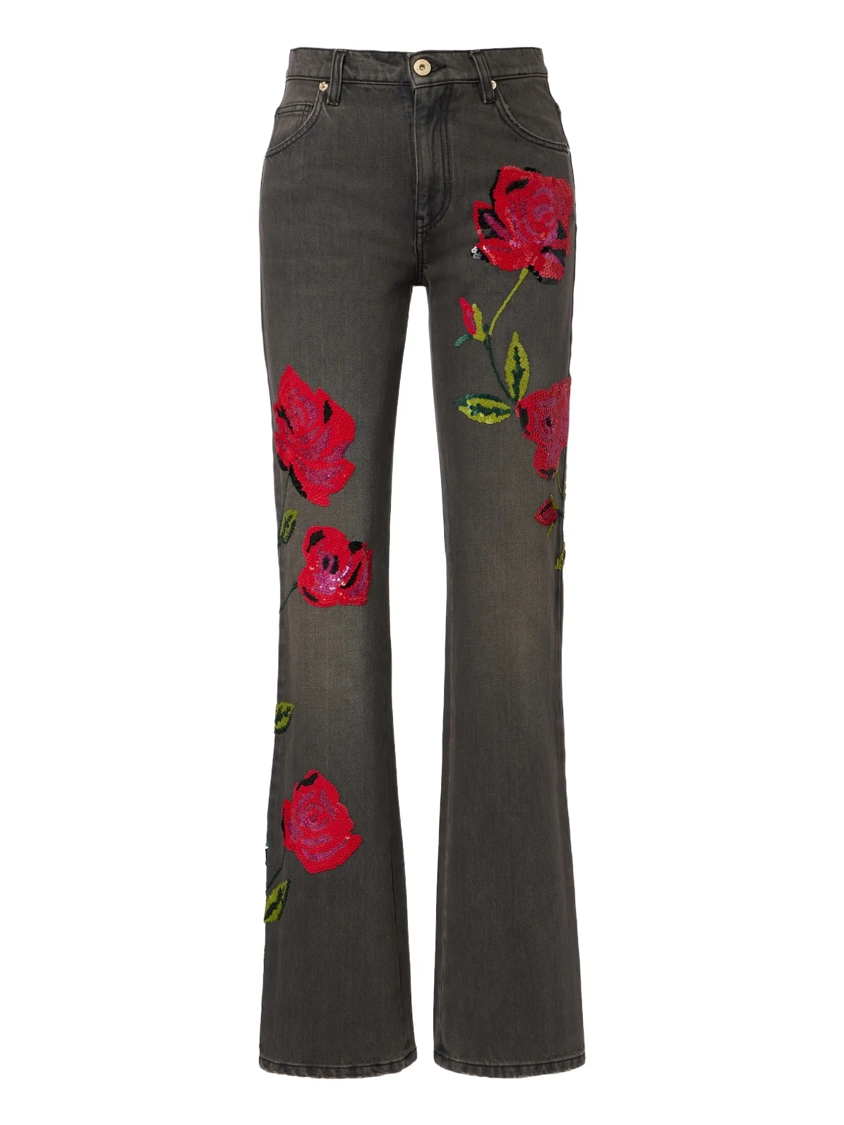 BLUMARINE Sequined wide-leg jeans