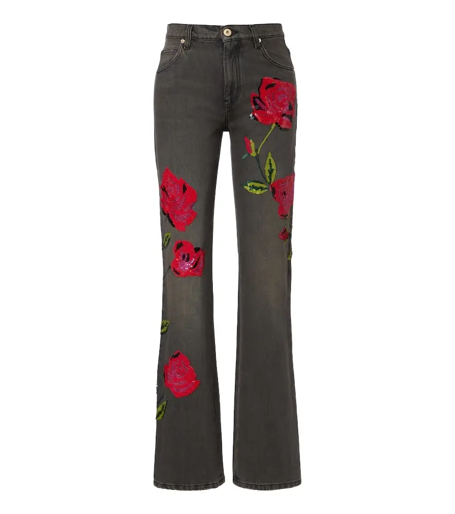 BLUMARINE Sequined wide-leg jeans