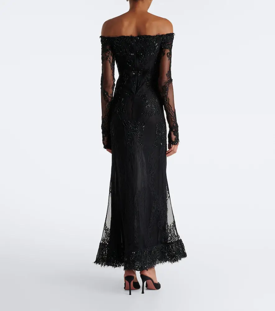 BLUMARINE Embellished off-shoulder lace gown | Thumbnail 6