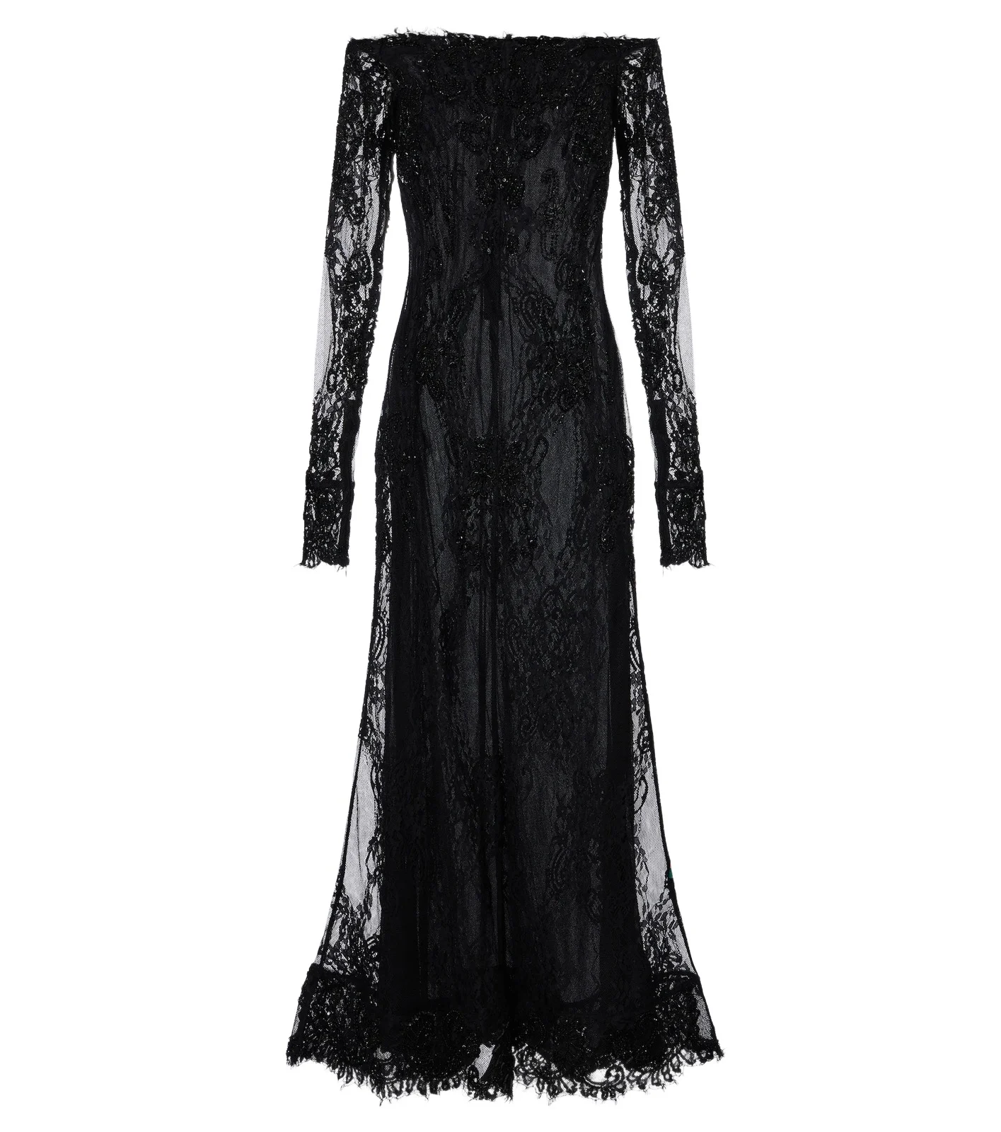 BLUMARINE Embellished off-shoulder lace gown
