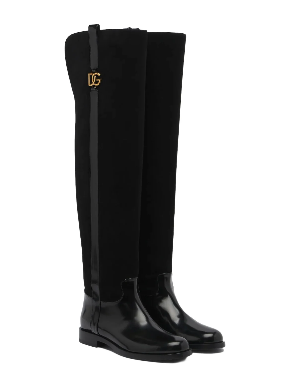 Dolce & Gabbana DG leather and suede over-the-knee boots
