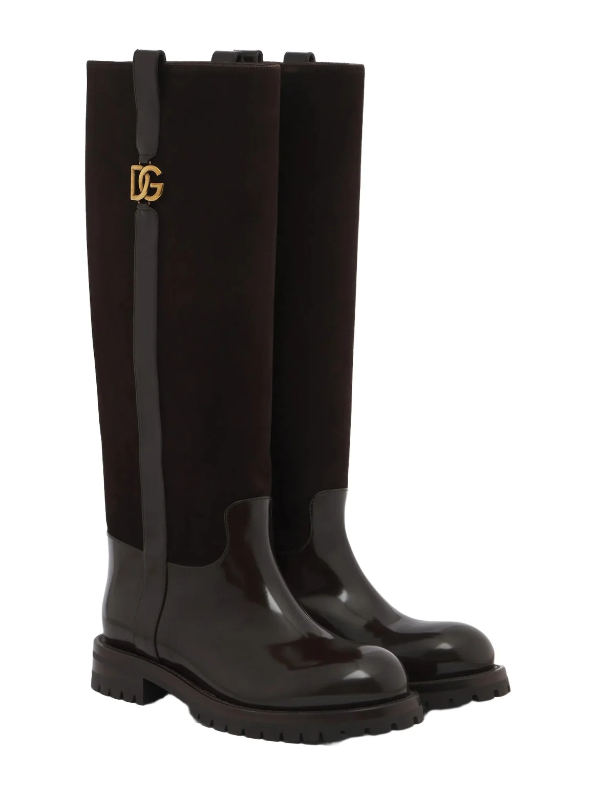 Dolce & Gabbana DG leather and suede knee-high boots