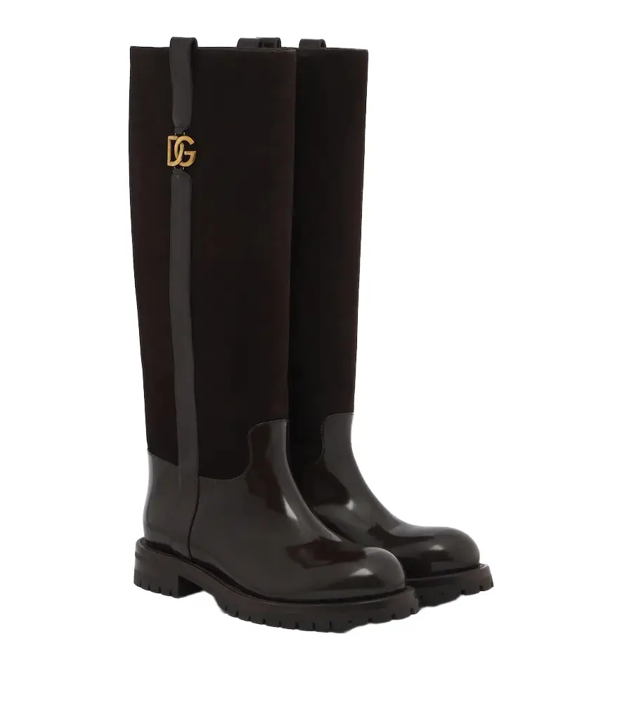 Dolce & Gabbana DG leather and suede knee-high boots