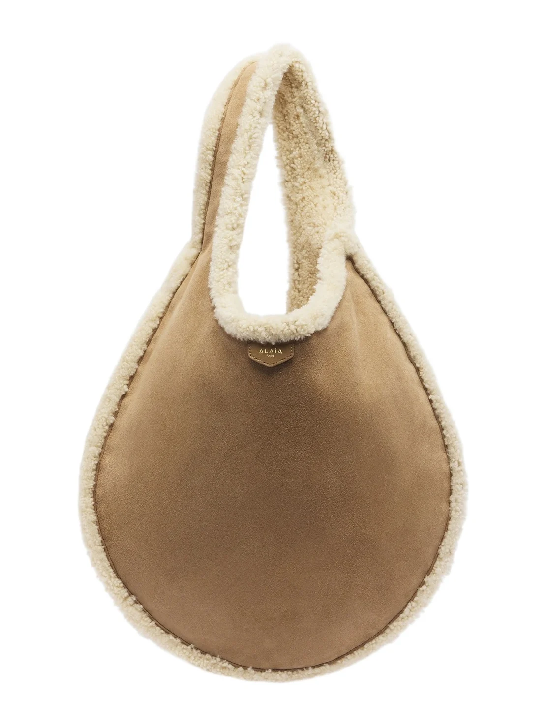 Alaïa One Piece shearling-lined suede shoulder bag Alaïa One Piece shearling-lined suede shoulder bag