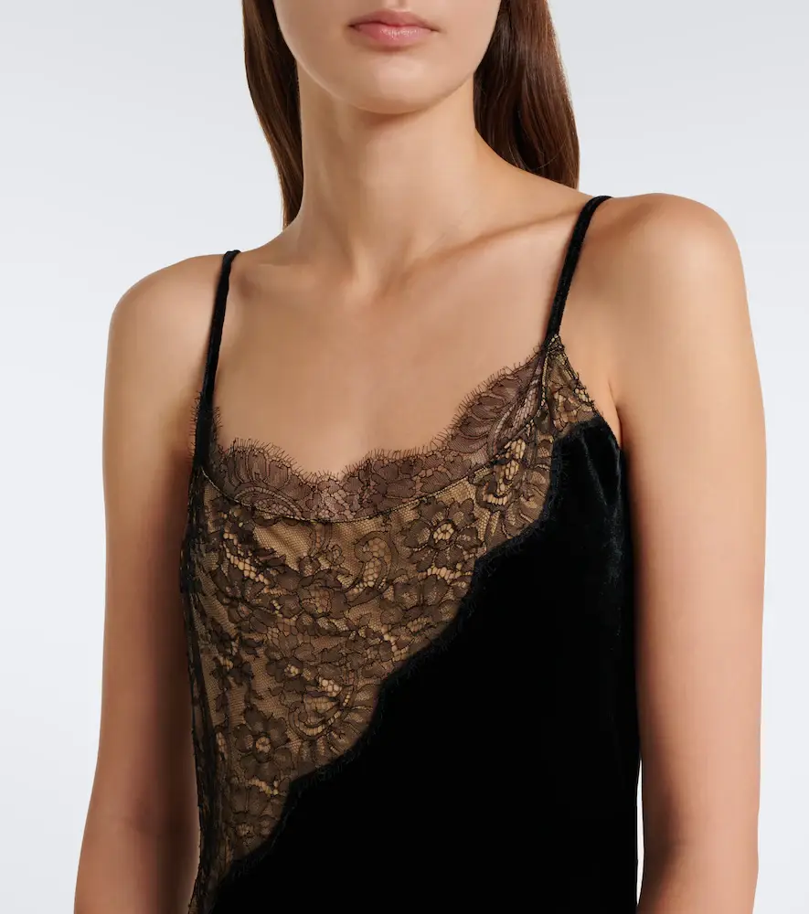 Stella McCartney Lace-trimmed velvet gown | Thumbnail 4 Stella McCartney Lace-trimmed velvet gown | Thumbnail 4