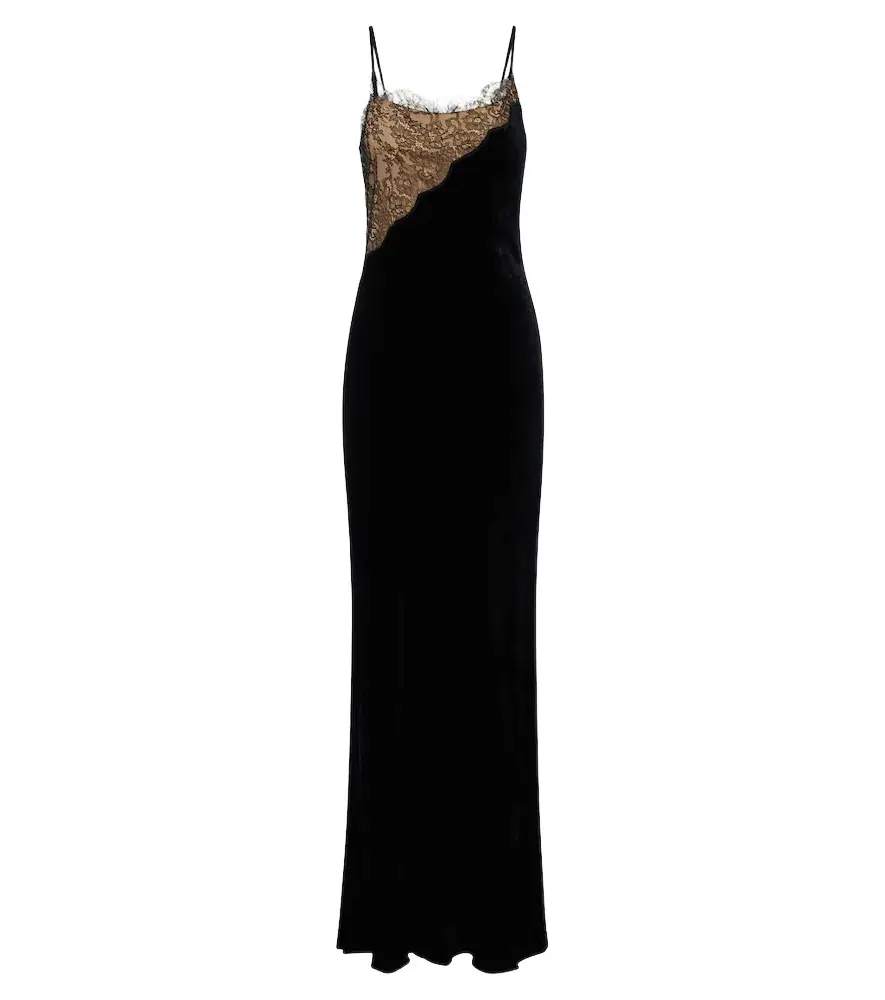 Stella McCartney Lace-trimmed velvet gown