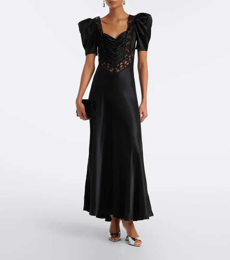 Rodarte Lace-trimmed ruched silk satin gown | Thumbnail 3 Rodarte Lace-trimmed ruched silk satin gown | Thumbnail 3