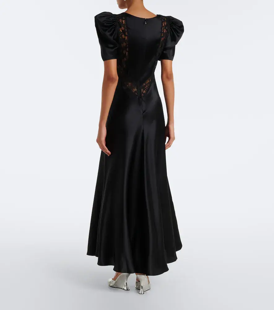 Rodarte Lace-trimmed ruched silk satin gown | Thumbnail 4 Rodarte Lace-trimmed ruched silk satin gown | Thumbnail 4