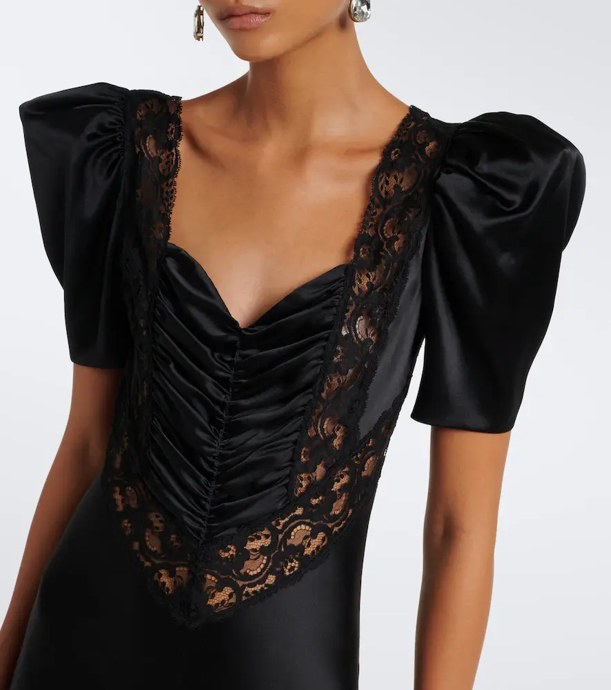 Rodarte Lace-trimmed ruched silk satin gown | Thumbnail 5 Rodarte Lace-trimmed ruched silk satin gown | Thumbnail 5