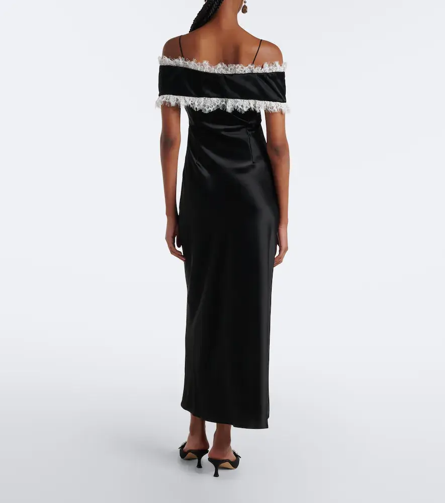 Rodarte Floral-appliqué satin midi dress | Thumbnail 5 Rodarte Floral-appliqué satin midi dress | Thumbnail 5