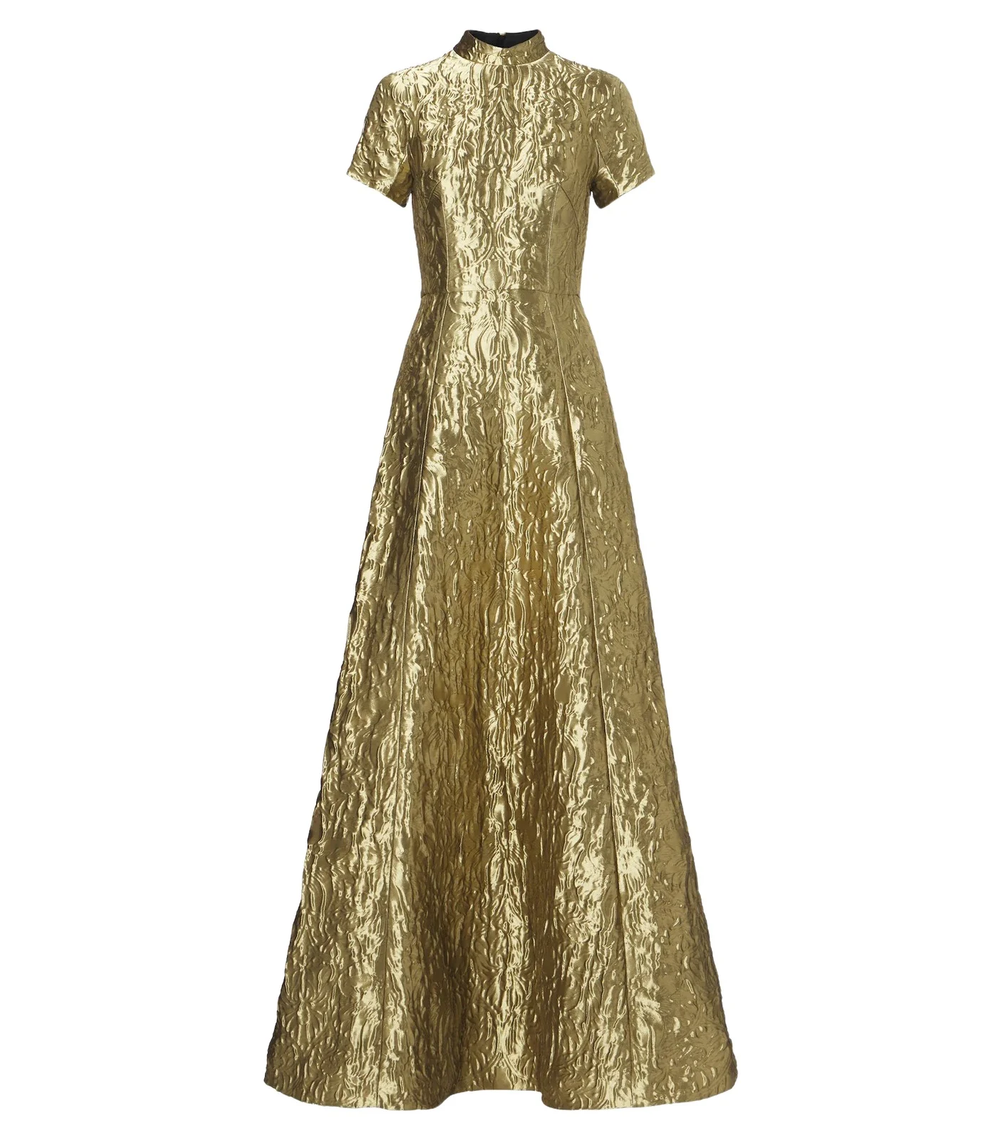 Malinda metallic-effect cloqué gown