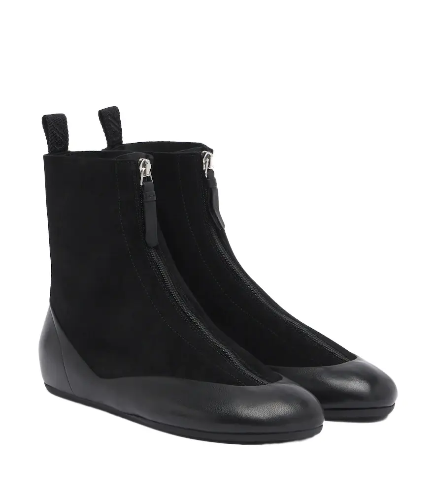 Arcadia leather-trimmed suede ankle boots