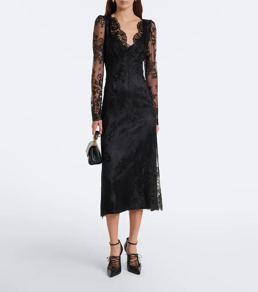 Dolce & Gabbana Semi-sheer chantilly lace midi dress | Thumbnail 2 Dolce & Gabbana Semi-sheer chantilly lace midi dress | Thumbnail 2