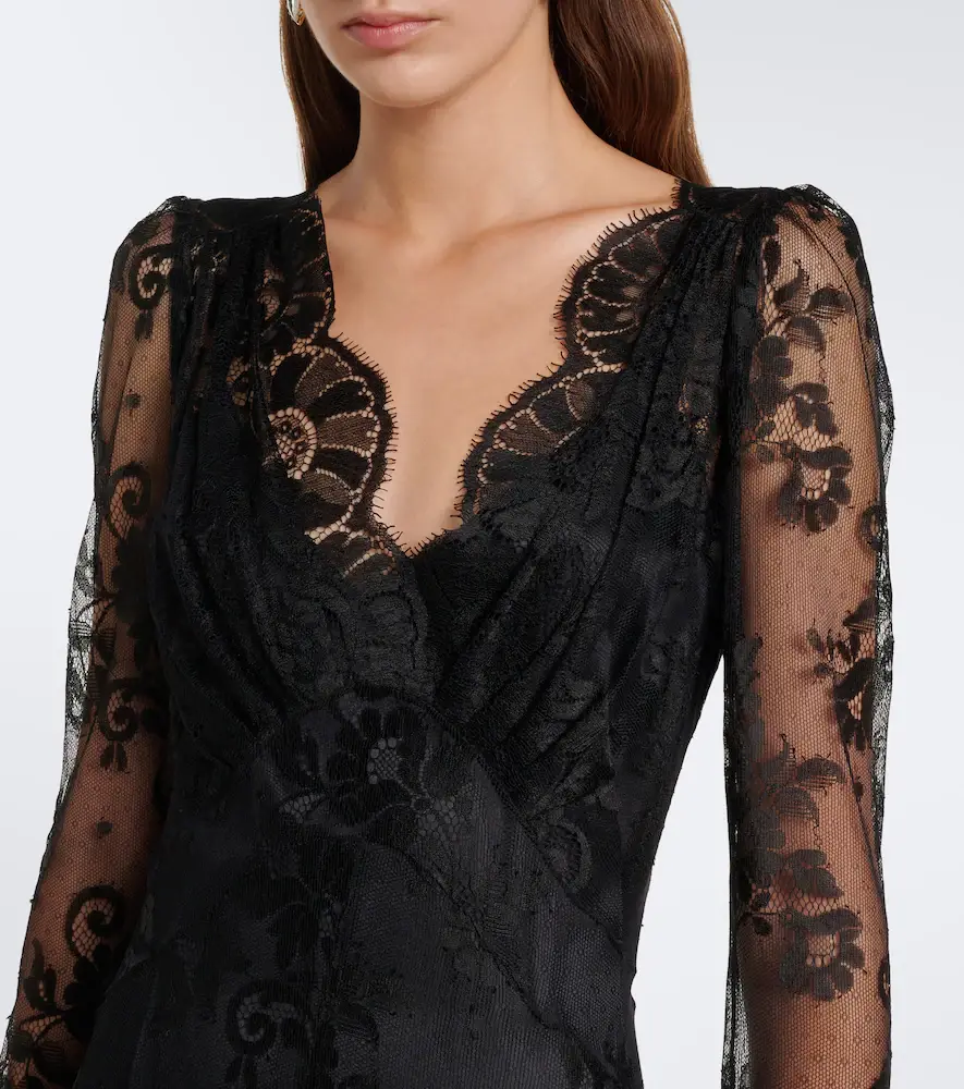 Dolce & Gabbana Semi-sheer chantilly lace midi dress | Thumbnail 3 Dolce & Gabbana Semi-sheer chantilly lace midi dress | Thumbnail 3