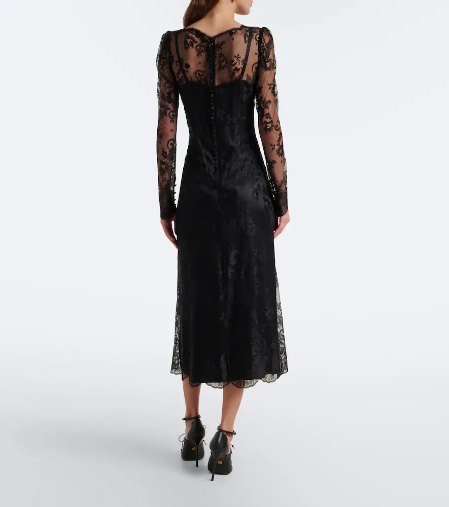 Dolce & Gabbana Semi-sheer chantilly lace midi dress | Thumbnail 7 Dolce & Gabbana Semi-sheer chantilly lace midi dress | Thumbnail 7