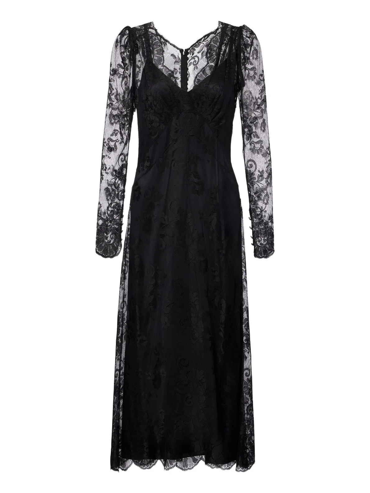Semi-sheer chantilly lace midi dress Semi-sheer chantilly lace midi dress