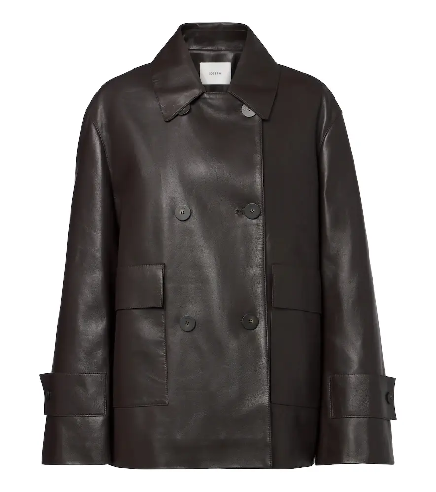 Delia double-breasted leather jacket
