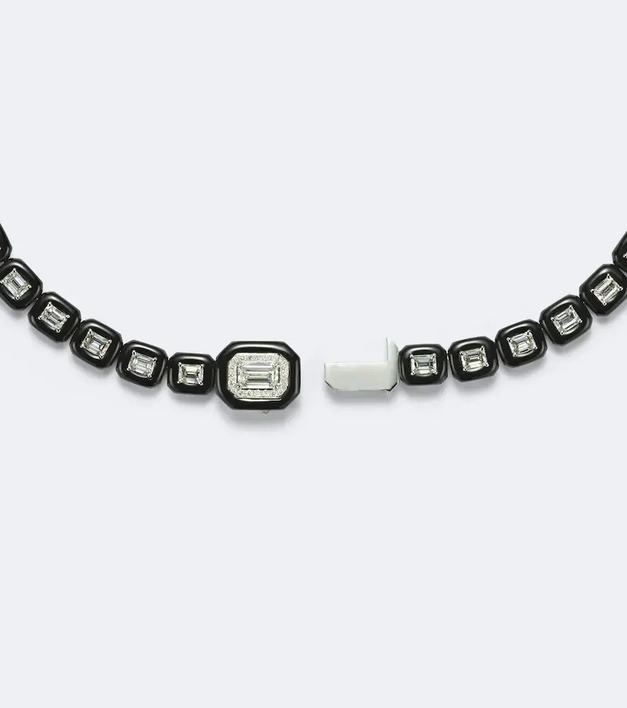 Nikos Koulis Oui 18kt white gold and enamel necklace with diamonds | Thumbnail 2