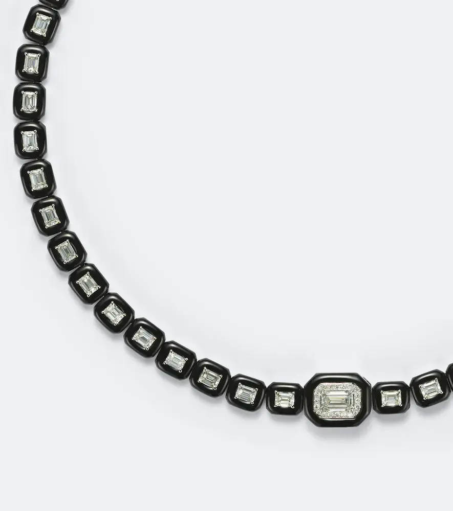 Nikos Koulis Oui 18kt white gold and enamel necklace with diamonds | Thumbnail 3