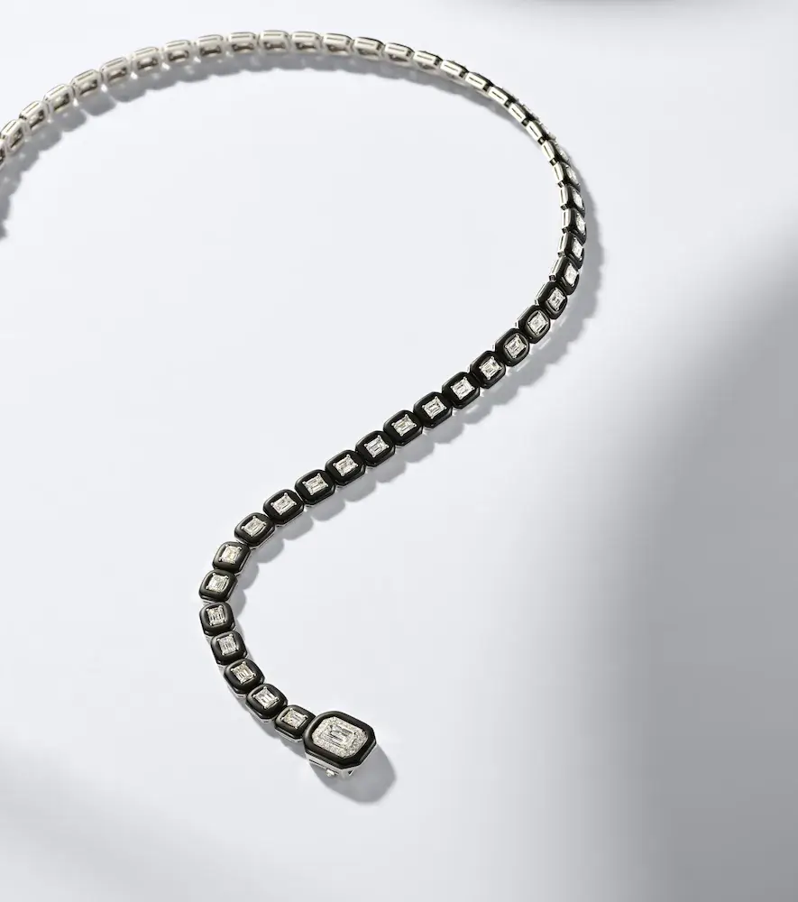 Nikos Koulis Oui 18kt white gold and enamel necklace with diamonds | Thumbnail 6