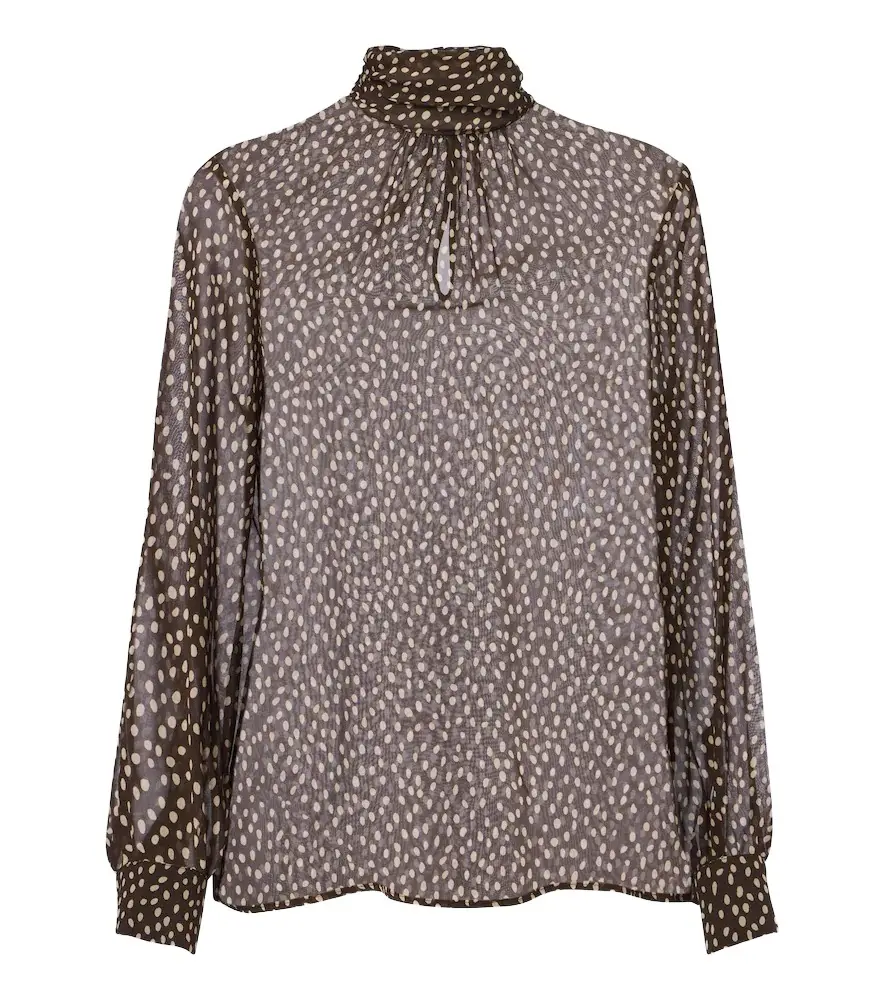 Nili Lotan Remie polka-dot silk chiffon blouse